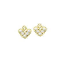 Gold White Pearl Heart Charm Pendant,Sku LD723