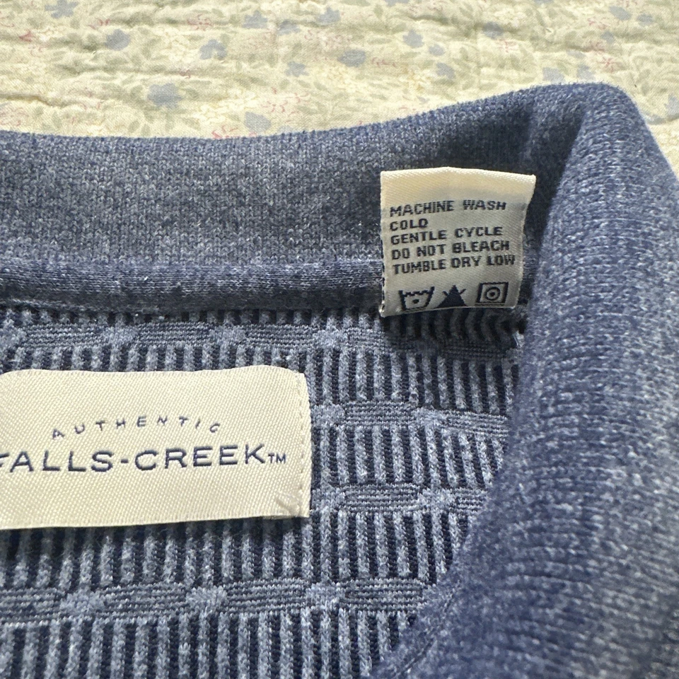 Vintage Authentic Falls Creek Polo Shirt Mens L Blue Golf Banded Bottom Tony - Image 3 of 4