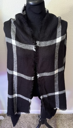Breites Halstuch Schal NEU schwarz/weiß groß kariert super weich (wollewie Strick) - Bild 4 von 8