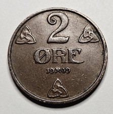 1939 Norway 2 Two Ore - Norwegian Coin - Bronze - World Coin - Europe