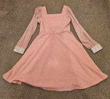 Formal Long Sleeve Peach Dress for 12 Years Old Girl