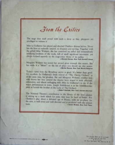 Vintage 1940s Le Gallienne & Schildkraut “The Cherry Orchard” Souvenir Program - Picture 2 of 7