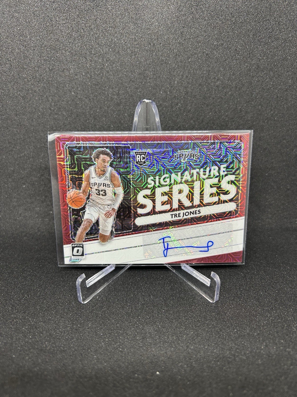 2020-21 Donruss Optic Signature Series Choice Red Prizm Tre Jones Rookie Auto RC