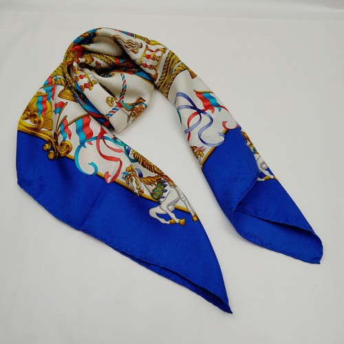 Hermes Bufanda Carre 90 Azul Seda 100% 2874503 - Imagen 8 de 11