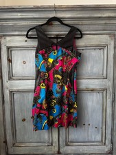 Versace Jeans Baroque Print Bodycon Dress with Faux Leather Trim Size S