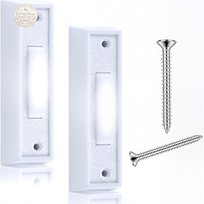 2Pack Door Bell Buttons Wired, Wired Door Bell Push Buttons LED Door Chime/White