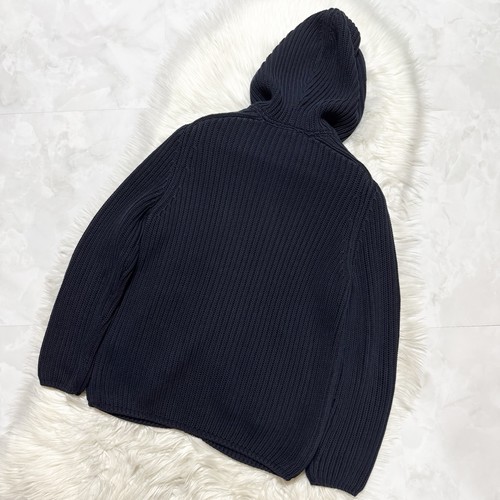 Auténtica chaqueta con capucha tejida calibre bajo Louis Vuitton LV en buen estado S azul marino - Imagen 6 de 14