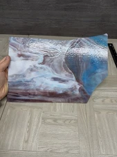 9x12 Stained Glass Sheet Slab Panel Blue Purple White Milk Swirl Imperfect