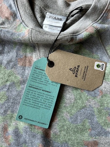 PrAna Cozy Up Sunfair Top Damen Gr. XS Cropped Pullover Hanf Blumen NEU - Bild 9 von 13