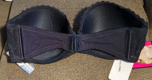 NWT Lily Of France 34C Gel Touch Strapless Bra Black Mesh Sides - Picture 4 of 7