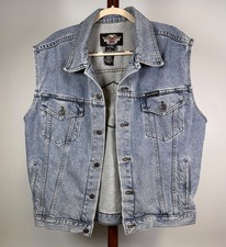 Vintage Harley Davidson Men's Biker Denim Vest, Size M