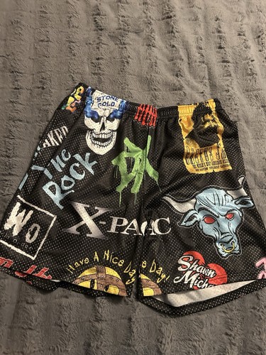 WWE Legends Chalk Line Shorts Medium Attitude Era The Rock DX NWO Wrestling