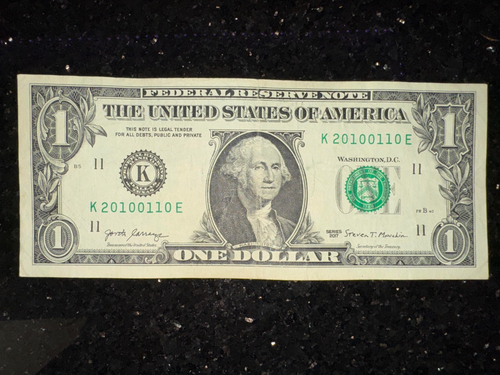 Rare $1 Dollar Bill Banknote Series 2017 Fancy Serial Number Trinary 20100110
