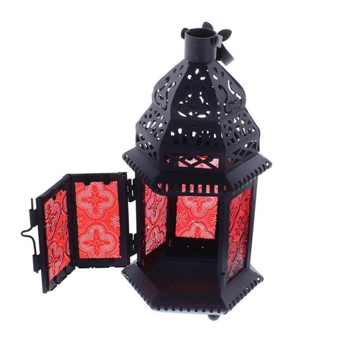 Red Glass Moroccan Lantern - Foto 4 di 4