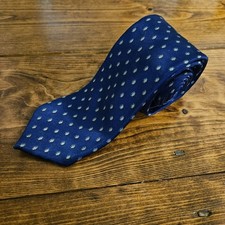 Vintage Wembley Navy Blue Silk Tie Small Diamond Pattern 3" Width 59" Classic