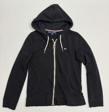 Tommy Hilfiger Women  s Black Full Zip Hoodie Small Cotton French Terry Insides