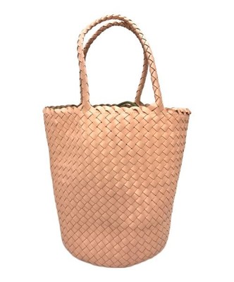 DRAGON DIFFUSION  JACKY BUCKET Intrecciato leather tote bag lace-up bag pink 805