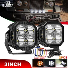 3" LED work light side shooter square Pods Driving Amber & White OffRoad 4WD ATV