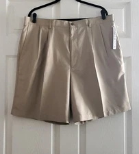 Perry Ellis Power Threads Men's 40 Shorts Pleated Front Beige NWT