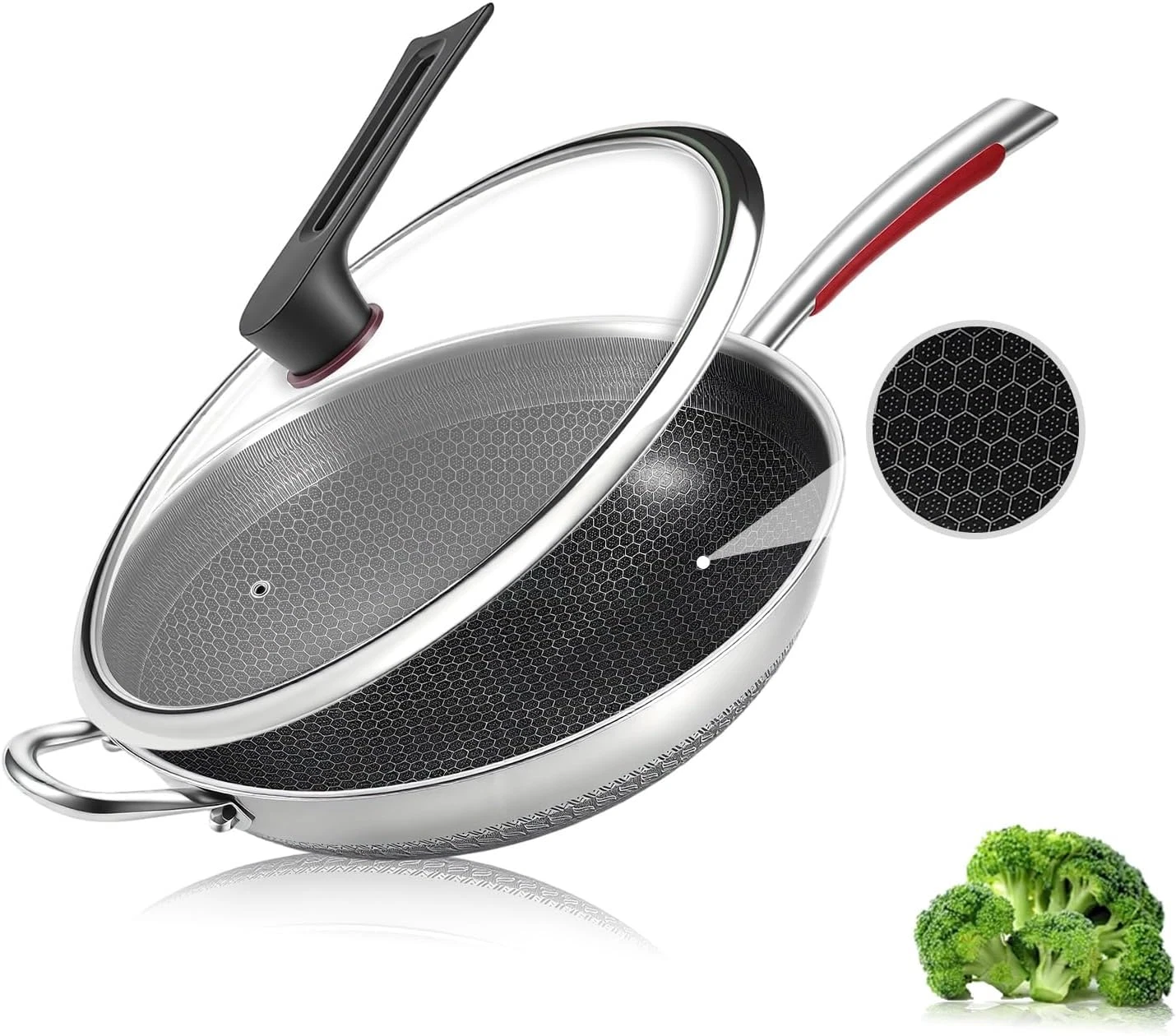 14-Inch PFOA Free Nonstick Wok Pan for Healthy Cooking on All Cooktops