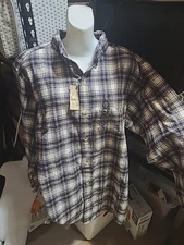 RED HEAD BRAND CO. Flannel Button Shirt, Nwt Size L White Brown Blue Tones