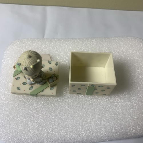 Precious Moments May Your Christmas Be Delightful Mini Covered Trinket Box 1991 - Picture 2 of 5