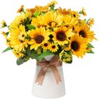 Artificial Flowers with Ceramics Vase for Fall Decoration, 5 Pcs Ripple 
