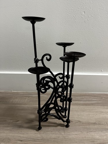 Wrought Iron 5 tier folding expandable candelabra. Fireplace. 17.5" tall. - Picture 5 of 7