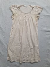 Vintage Miss Elaine Cream Nightgown With Lace Embroidery Accents Short Sleeve