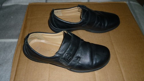 Hotter Sugar Stability schwarze Lederschuhe, UK Größe 7 EEF, EU 41, schön