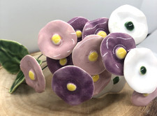16 Polish Ceramic Flowers 6 Pink 5 White 5 Pu...
