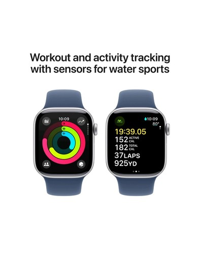 Apple Watch S 10 42mm GPS Silver Case Denim Sport Band S/M MWWA3LW/A Flawless - Zdjęcie 4 z 17