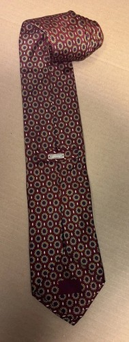 Brioni Burgundy Twill w/Floral Medallions Handmade In Italy Self-Tipped Wide Tie - Picture 3 of 11