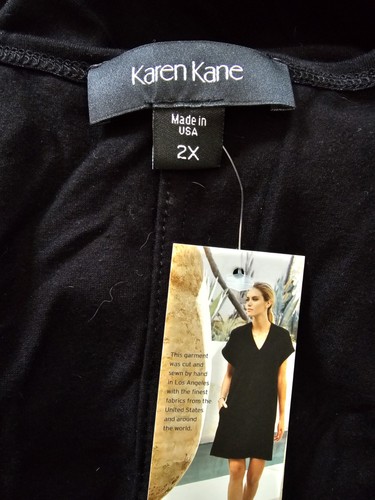 Top Karen Kane taglie forti 2X nero spalle fredde blu pizzo overlay made in USA - Foto 4 di 7