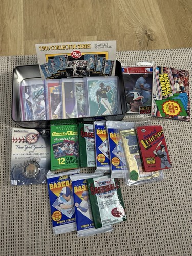 Baseball Karten Lot Tin voll mit ungeöffneten Packungen! Alles dabei! Dose!