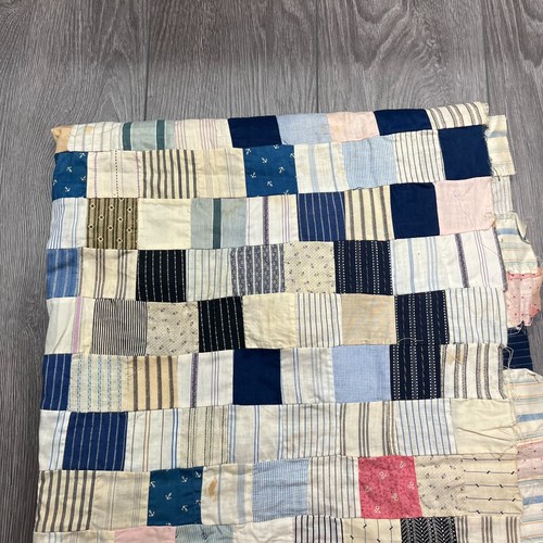 Vintage Hand Sewn Patchwork Squares Quilt Top Antique 62 x 78 Crafting Cutter - Picture 7 of 7