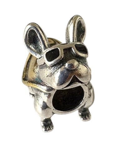 SUPER PUG / FRENCH BULLDOG Bull Dog European Charm & Pouch- Sterling Silver s925 - Picture 2 of 8