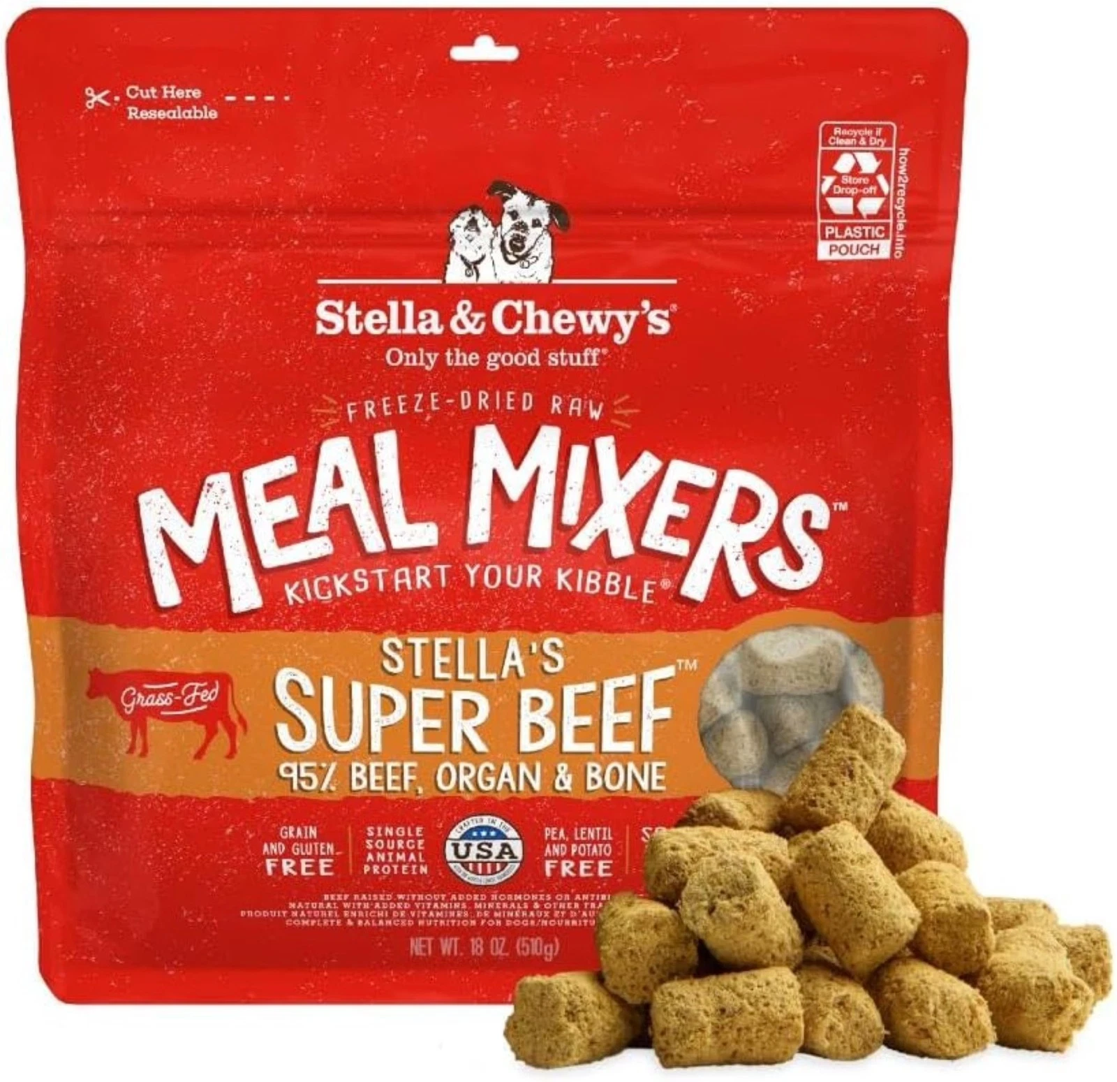 Stella & Chewy's Super Beef Meal Mixers 35oz Freeze-Dried Grain-Free Raw Topper