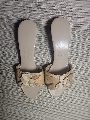 VTG Childs Sandals Philippines Carved Wood Heels Slides Capili WWII era Pagoda  - Picture 3 of 11