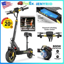 IENYRID Electric Scooter Adult with Seat 800W Folding E-Scooter 28MPH 48V 12.5AH