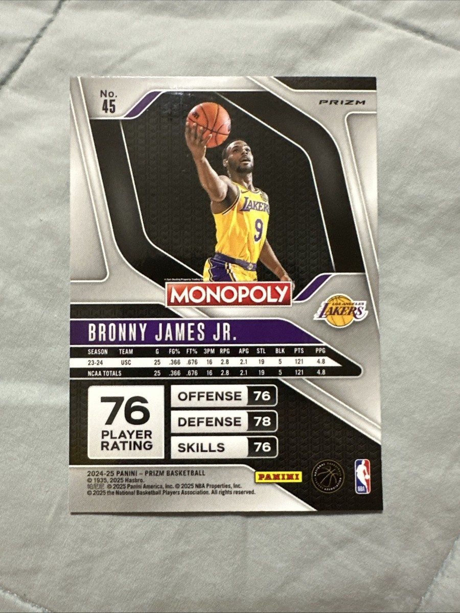 2024-25 Panini Prizm Monopoly Bronny James Jr. #45 Red Wave Prizm