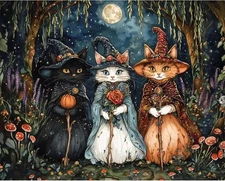 Paint by Numbers for Adults Witches, Cat Paint by Number on Canvas Without Frame