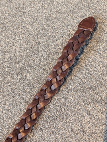 Braided Leather Brown Belt L 28-40" Womens Plaited Waist Dress/Trousers Belt - Picture 5 of 7