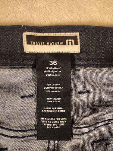 Travis Mathew Jeans Mens 36x32 Black Legacy Featherweight Dark Soft Stretch Pant - Picture 6 of 16