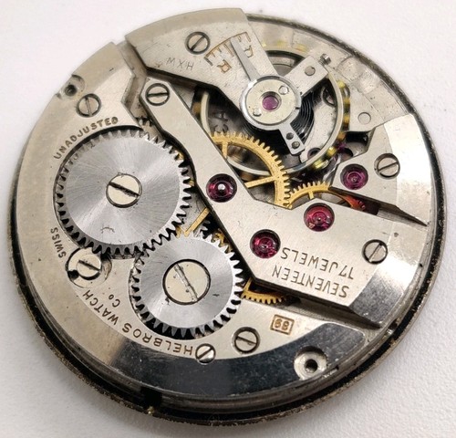 Rare Helbros 89 High Grade Recta CA1 17 Jewel watch movement Runs For Repair - Picture 4 of 6