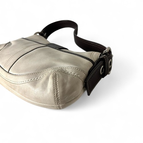 COACH 10909 Soho Hobo Shoulder Bag White Brown Leather Y2K Vintage Purse - Picture 9 of 15