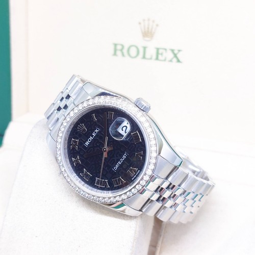 Rolex 36mm Factory Black Jubilee Roman Dial & Bezel Datejust R...