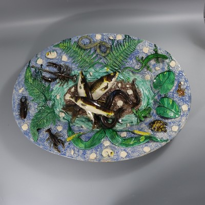 Large Francois Maurice French Palissy Majolica Platter
