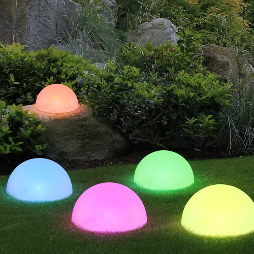 Solarlampe Außenlampe Gartendeko LED Halbkugel Erdspieß RGB LED Farbwechsel 10x - Bild 7 von 11