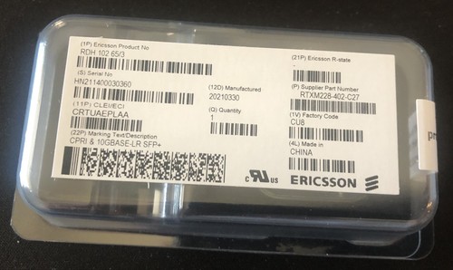 Transceptor de fibra óptica ERICSSON RDH 102 65/3 SFP NUEVO - Imagen 2 de 2